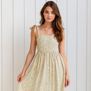 SMOCKINGBIRD Ladies Botanical Lattice Printed Cotton Poplin Maxi Dress | Pink